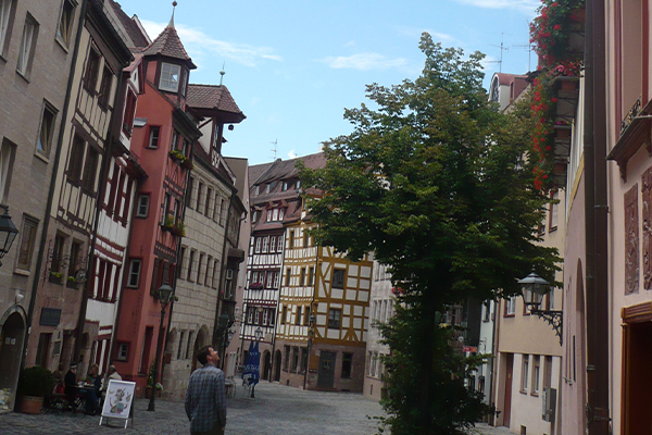 Den gamle bydel i Nürnberg byder på masser af historiske huse.