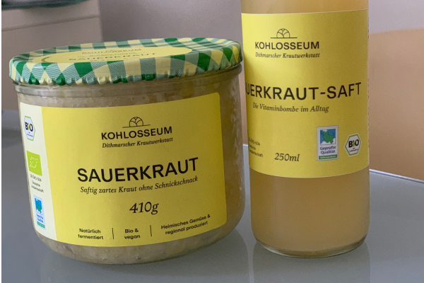 I butikken ved Kohlosseum kan du blandt købe frisklavet sauerkraut og sauerkrautsaft...