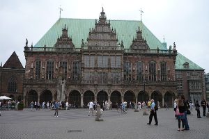 Rådhuset i Bremen er opført i starten af 1400-tallet og på UNESCO's liste over verdensarv.