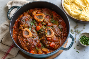 Osso Buco opskrift – kalveskank i tomatsauce med grøntsager