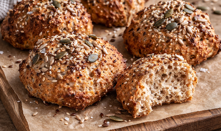 Sunde yoghurtboller med kerner bagt uden gær - nem opskrift