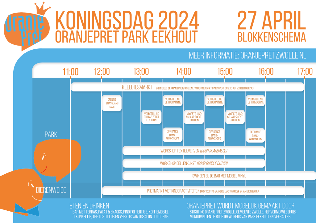 Blokkenschema Oranjepret 2024 (Park Eekhout, Zwolle)