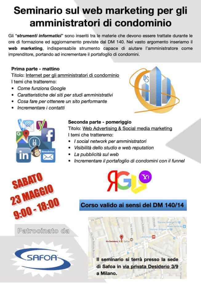 Locandina seminario "Web marketing per gli amministratori"