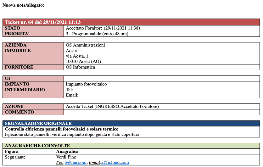 Notifica amministratore aggiornamento stato ticket manutenzioni condominiali