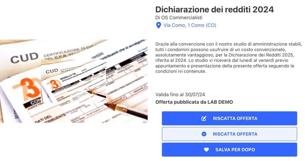 Annunci commerciali dei fornitori del condominio