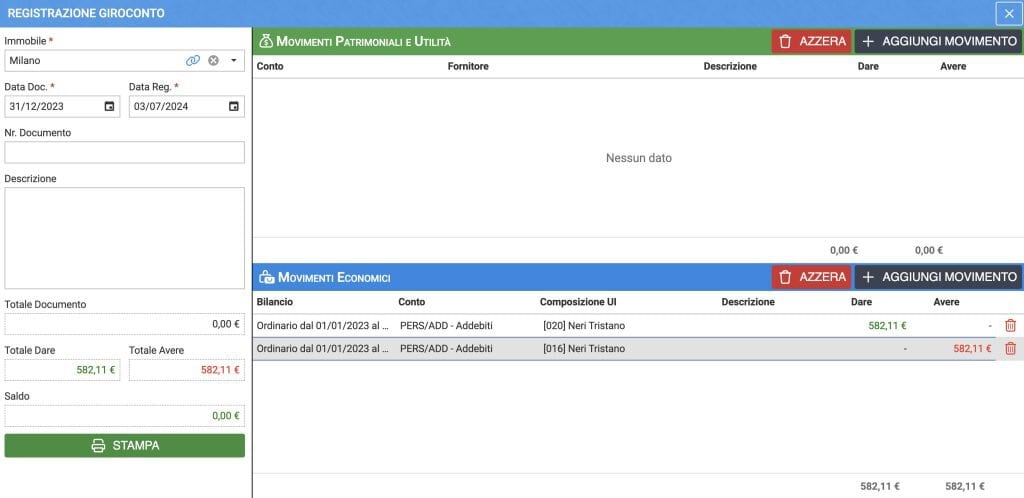 Giroconto per la compensazione debiti e crediti tra UI