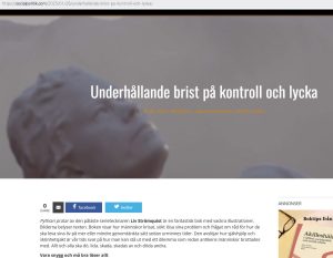 Bild på boken "Pythian pratar" av serietecknaren Liv Strömquist. Seriealbumet beskriver underhållande människans brist på kontroll och lycka.