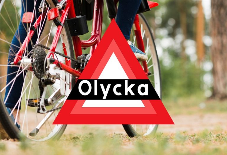 olyckstriangel och cyklist