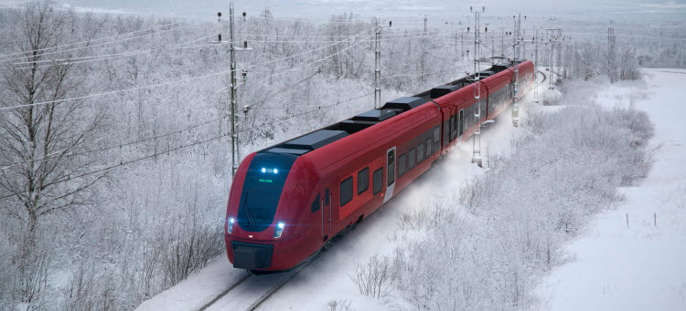 Tåg i vinterlandskap