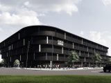 Förslag på ny arena med svart fasad