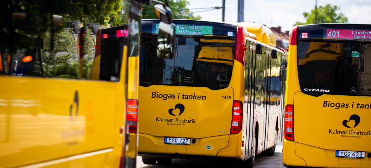 Tre bussar från Kalmar Länstrafik