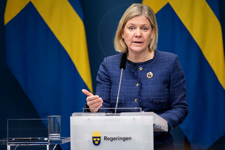 Statsminister Magdalena Andersson (S) på regeringskansliets pressträff