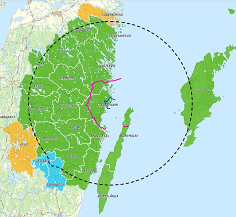 Grafik, tre zoner vid kärnkraftsolycka i Oskarshamn