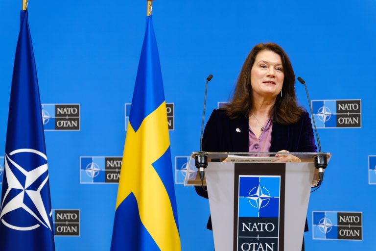 Sveriges utrikesminister Ann Linde (S) i möte med Nato