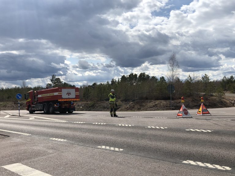 Foto på singelolycka på E22:an