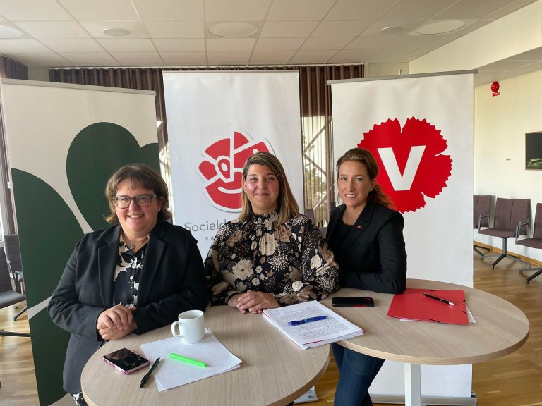 Karin Helmersson (C), Angelica Katsanidou (S) och Lena Granath (V)