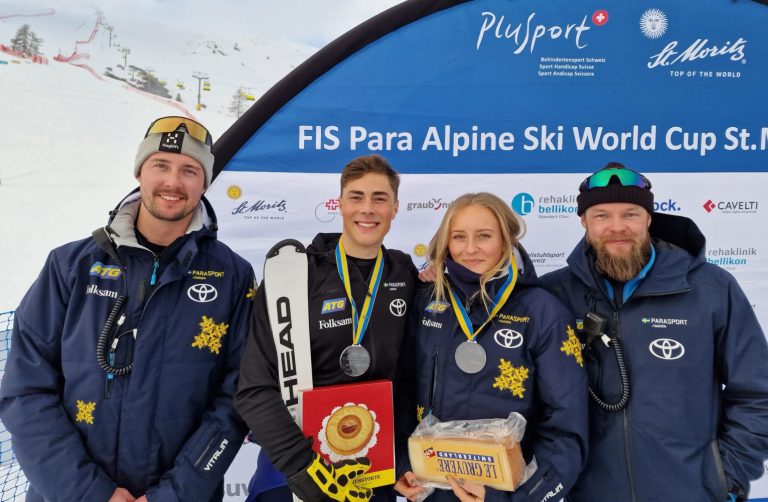 Henrik Bergqvist (förbundskapten), Aaron Lindström, Ebba Årsjö, Viktor Lennmalm (assisterande förbundskapten)