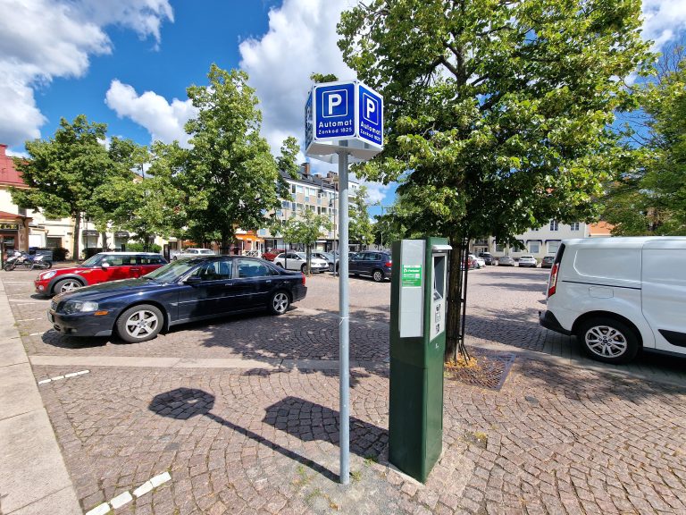 Parkeringsautomat på Stora Torget i Oskarshamn