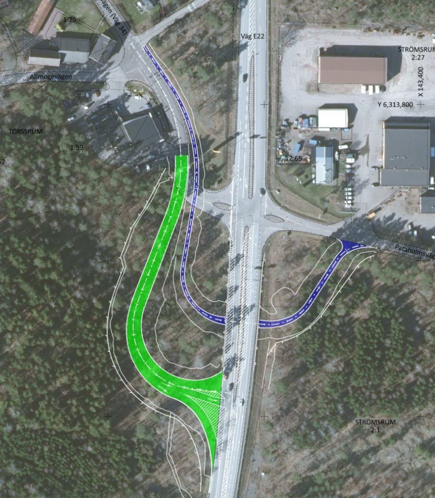 Trafikverkets vägförslag vid Ålem/E22