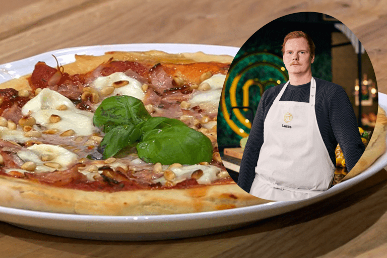 Mozzarellapizza och Lucas infälld