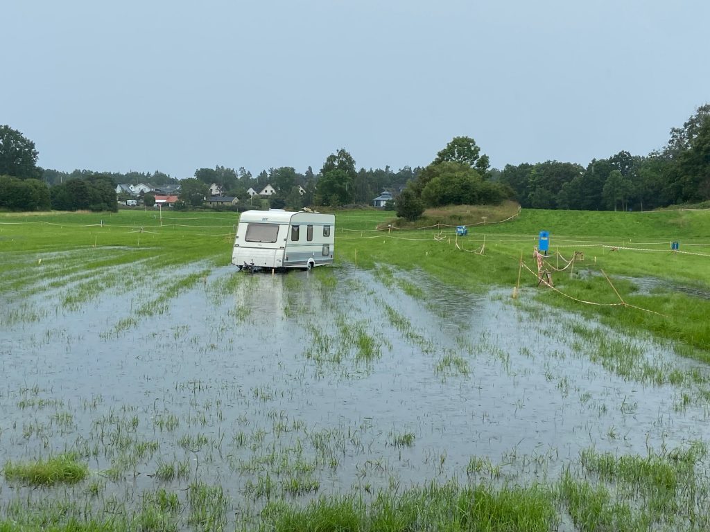 Blött på O-Ringens campingområde i Döderhultsdalen i Oskarshamn