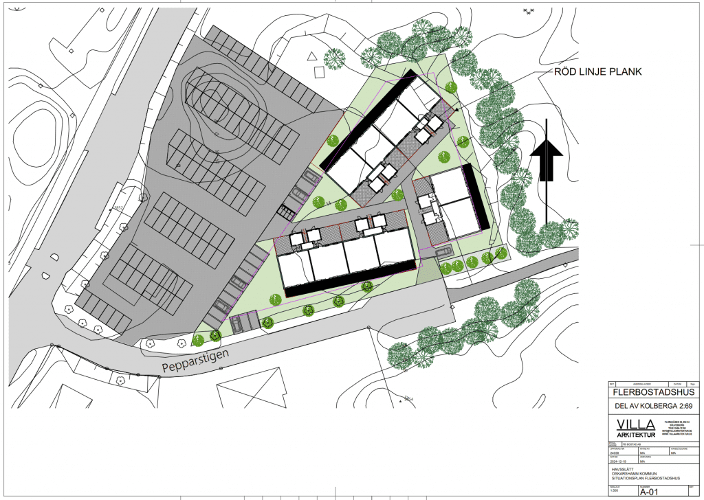 Skiss som visar hur de nya bostäderna skulle kunna se ut. Bild: Oskarshamns kommuns utredningsmaterial