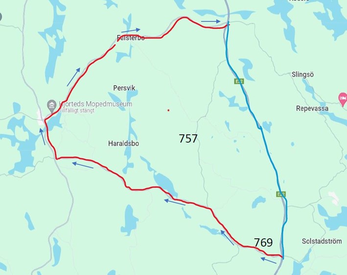 E22 karta norrut
