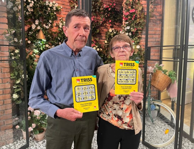 Hans och Marita skrapade fram en fin Trissvinst i TV4 Nyhetsmorgon. Foto: Svenska Spel