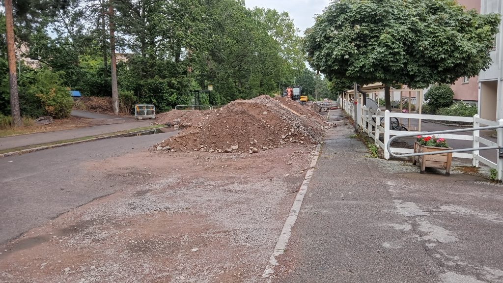 Vägarbete i Södertorn i Oskarshamn. Foto: Privat