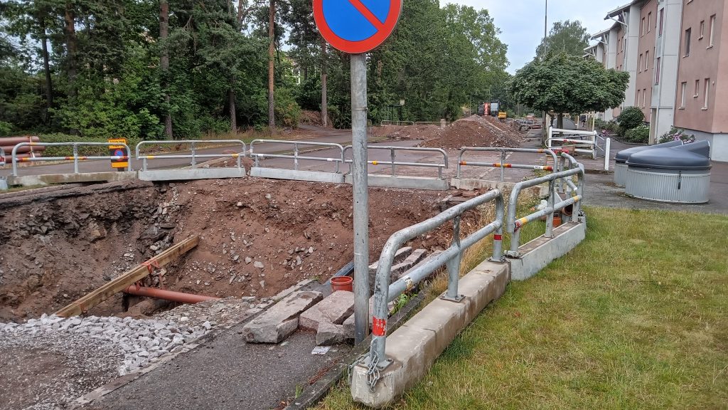 Vägarbete i Södertorn i Oskarshamn. Foto: Privat