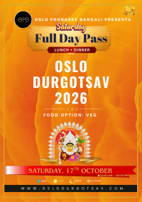 11. Full Day pass(with veg Lunch and Dinner) – Saturday 17/10/2026