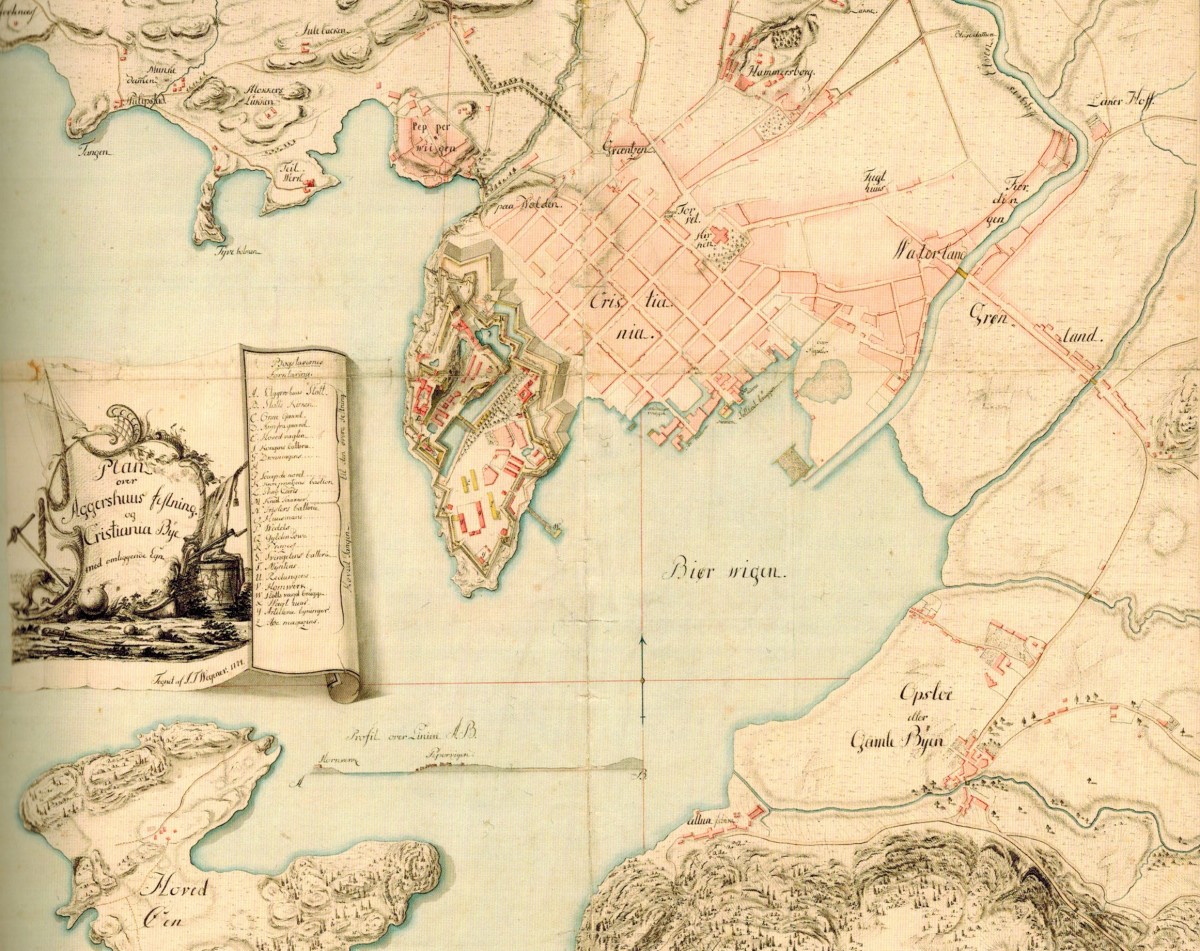 I århundrer rant Tøyenbekken og Hovinbekken ut i Bjørvika, slik som på Wegeners kart fra 1774.