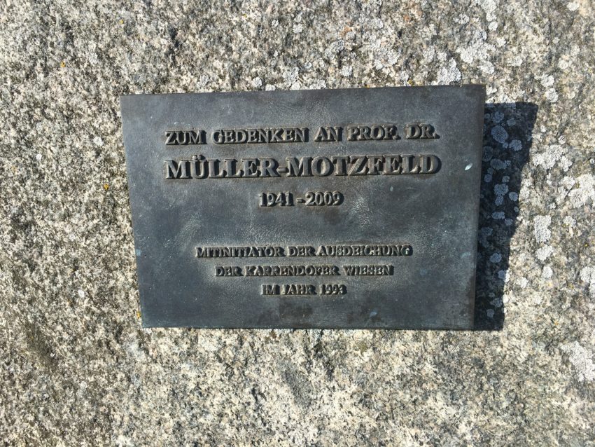 Stein-Inschrift „Zum Gedenken an Prof. Dr. Müller-Motzfeld"