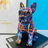 Französische Bulldogge Figur ca. 21,5 cm Groß aus Kunstharz im Graffiti Look