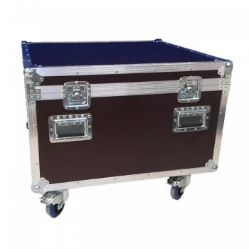 Caja rugerizada tipo baúl con perfiles y ángulos de aluminio.