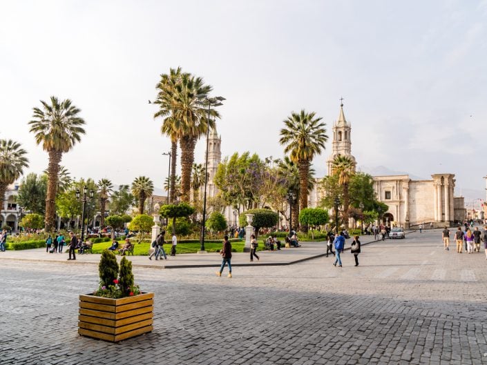 Peru, Arequipa, Plaza de Armas, Basilica Cathedral von Arequipa, Alpaca, Alpacawolle, Church of San Agustí, Innenstadt, Free Walking Tour, Meerschweinchen, Pisco Sour, Santa Catalina