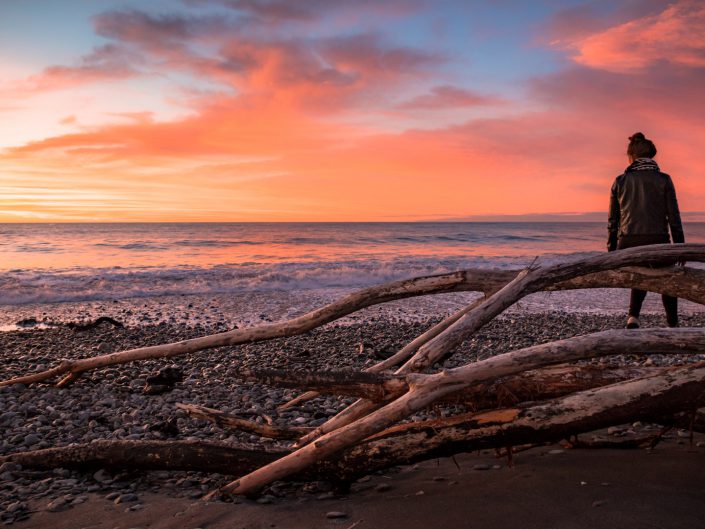 Westküste, Neuseeland, Fox Gletscher, Franz Josef, Hoktika, Strand, Beach, Sunset