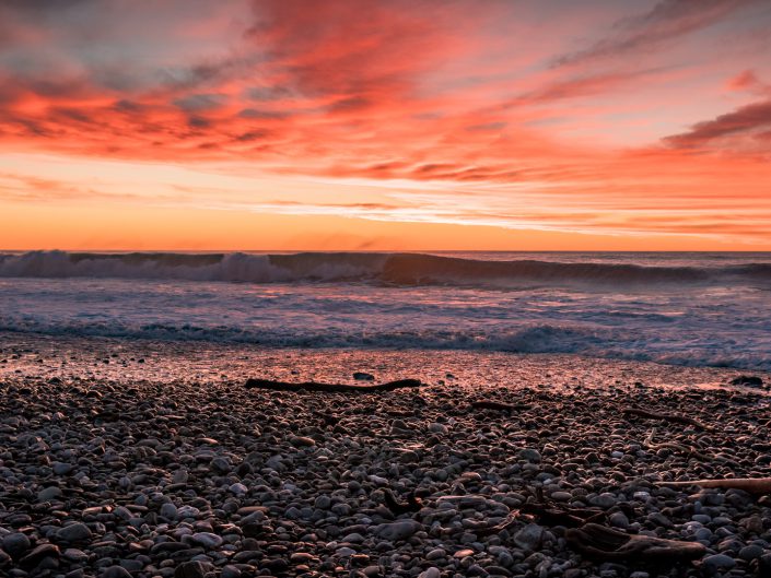 Westküste, Neuseeland, Fox Gletscher, Franz Josef, Hoktika, Strand, Beach, Sunset