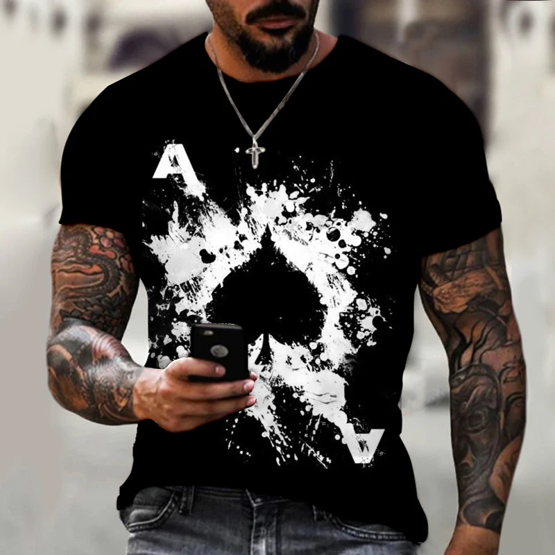 2024 New Mens Poker T-Shirt 