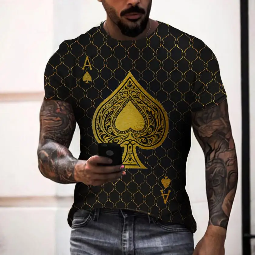 2024 New Mens Poker T-Shirt 