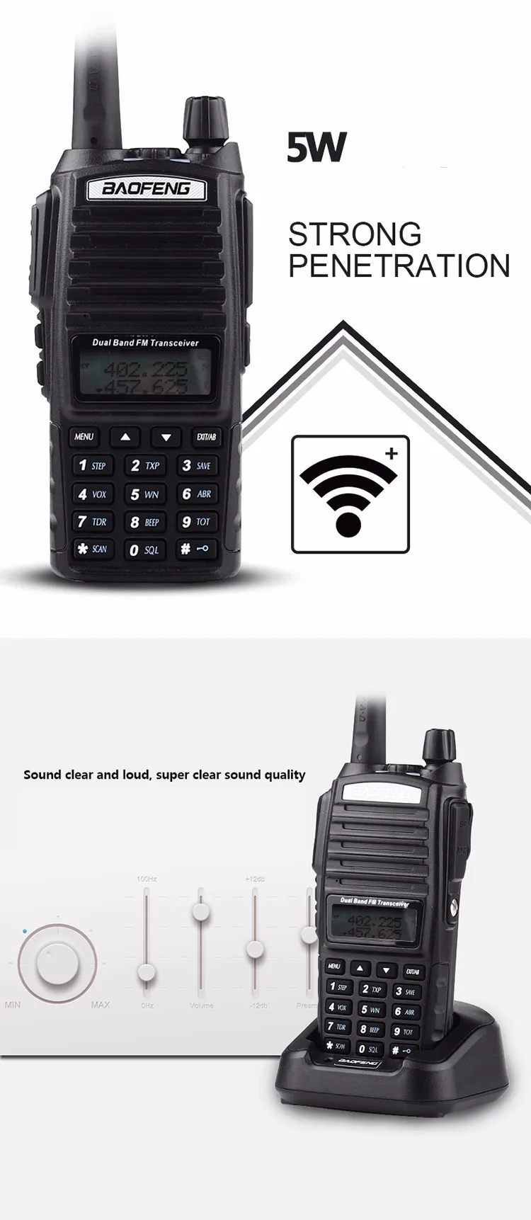 Portable Two-way Transceiver comunicador Radio Walkie Talkie Baofeng UV-82 For CB Ham Radio Vhf Uhf Dual Band Baofeng UV 82 UV82 (10)