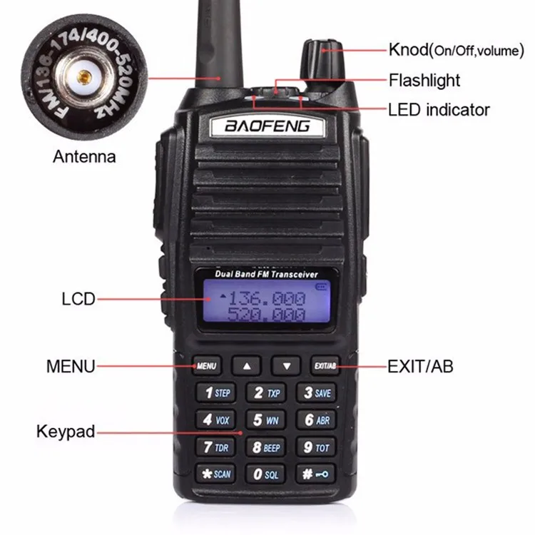 Portable Two-way Transceiver comunicador Radio Walkie Talkie Baofeng UV-82 For CB Ham Radio Vhf Uhf Dual Band Baofeng UV 82 UV82 (8)