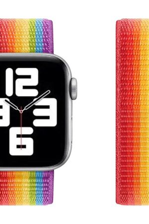 Lippa Apple Watch LGBT+ nylonrem 42/44/45/49, Regnbuefarver