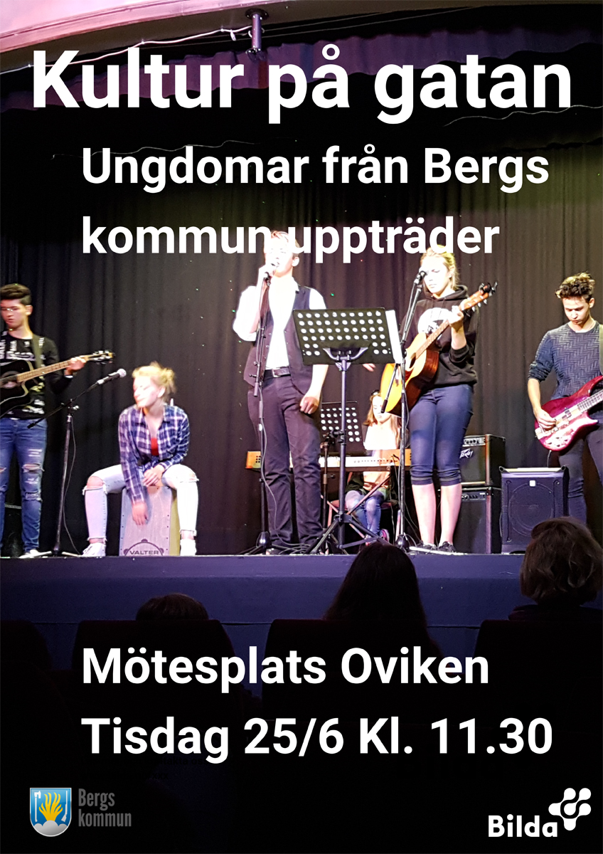 Kultur p gatan. Ungdomar från Bergs kommun uppträder.