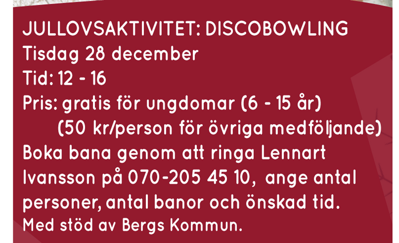 DISCO-BOWLING 28/12 kl. 12-16, Lovaktivitet på Mötesplats Oviken