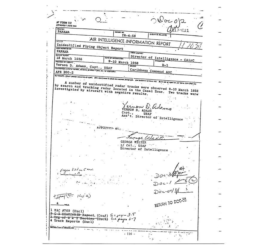 PANAMA CANAL ZONE RADAR SIGHTING – MARCH 9-10, 1958
