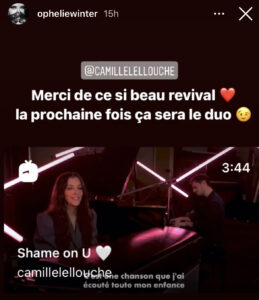 Ophélie Winter répond à Camille Lellouche sur sa Story Instagram "Shame On You"