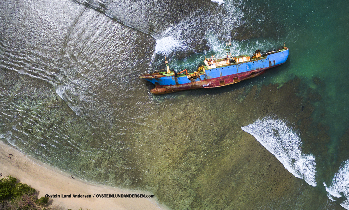 Pangandaran 2017 MV Viking ship capsized beach Indonesia DJI aerial