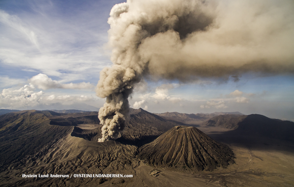 Bromo Eruption 2015 Aerial Indonesia Java ash-plume