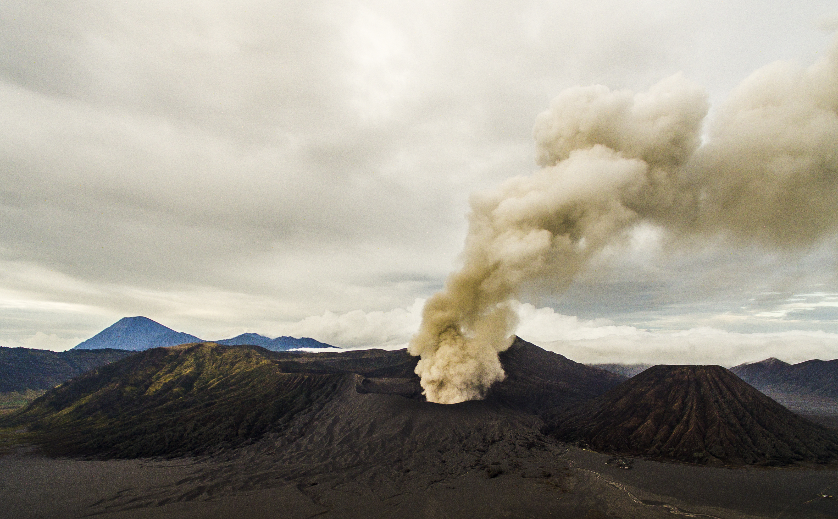 Bromo Eruption 2015 Indonesia ash lava Aerial